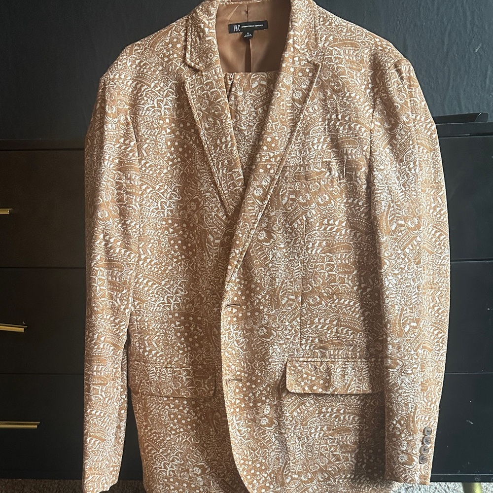 INC International Concepts Tan Patterned Blazer
